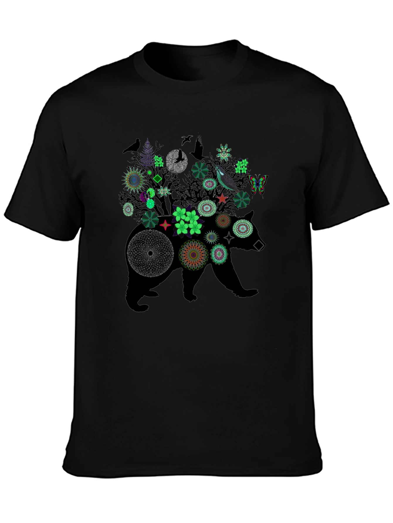 Floral Bear Graphic Tee - Nature Inspired Print