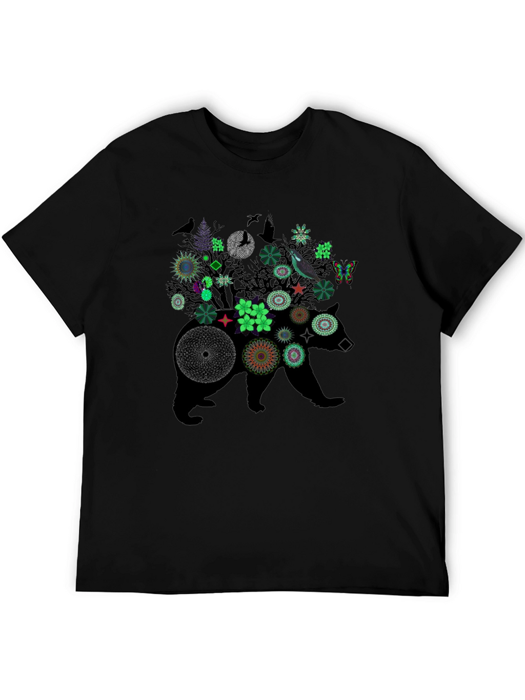Floral Bear Graphic Tee - Nature Inspired Print