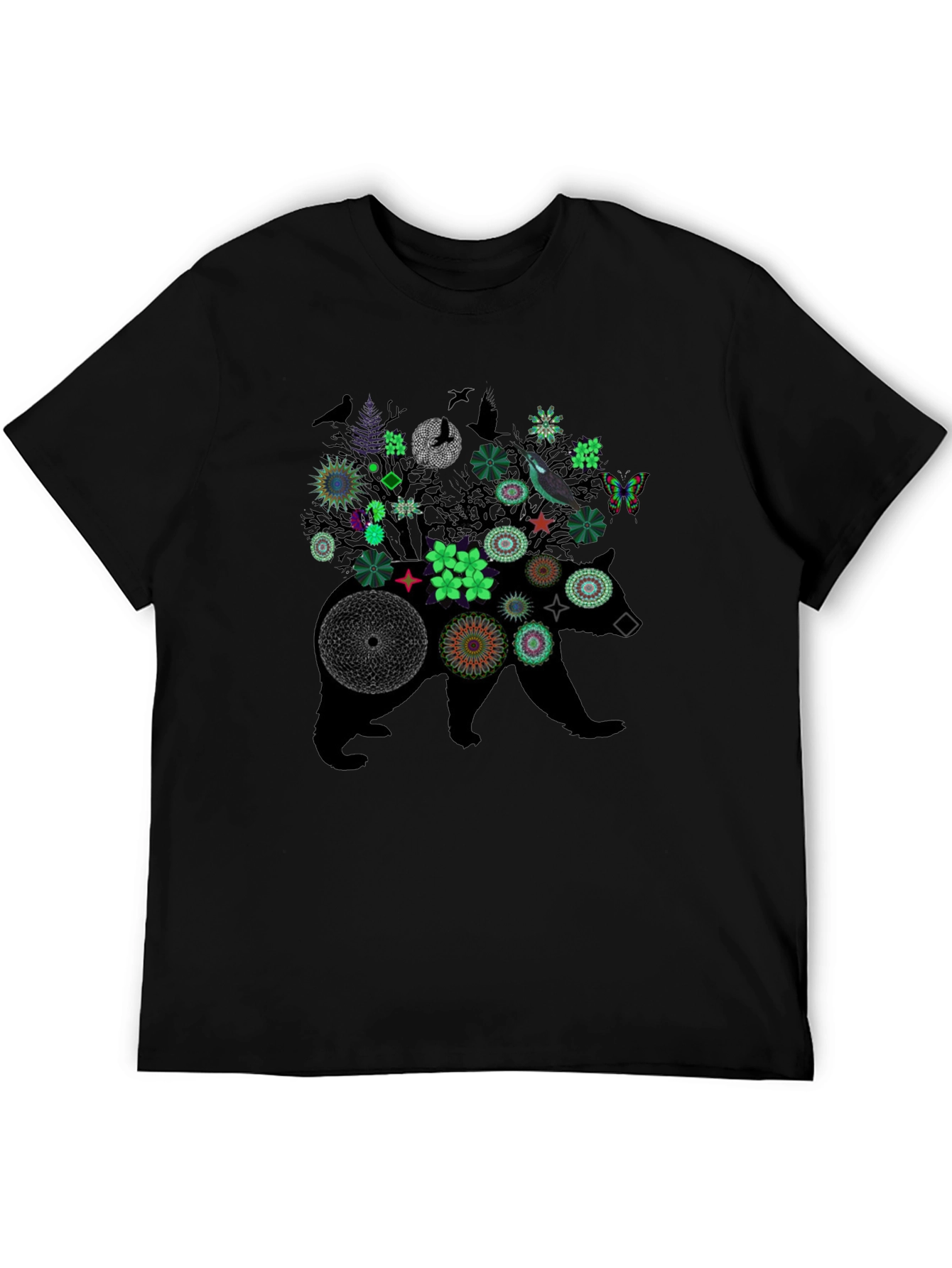 Floral Bear Graphic Tee - Nature Inspired Print
