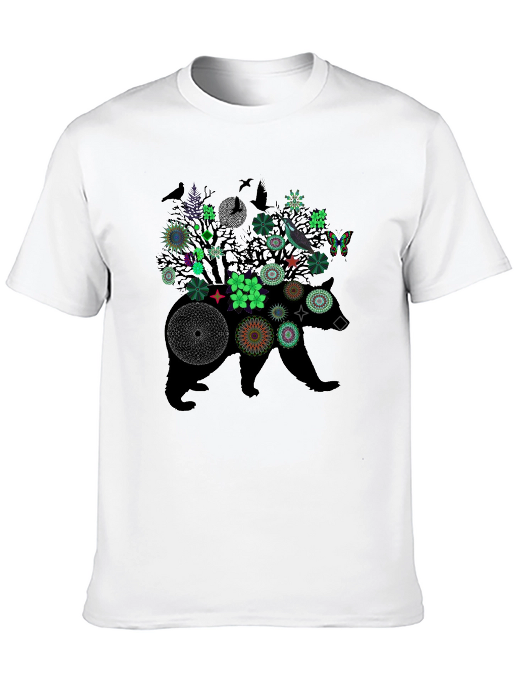 Floral Bear Graphic Tee - Nature Inspired Print