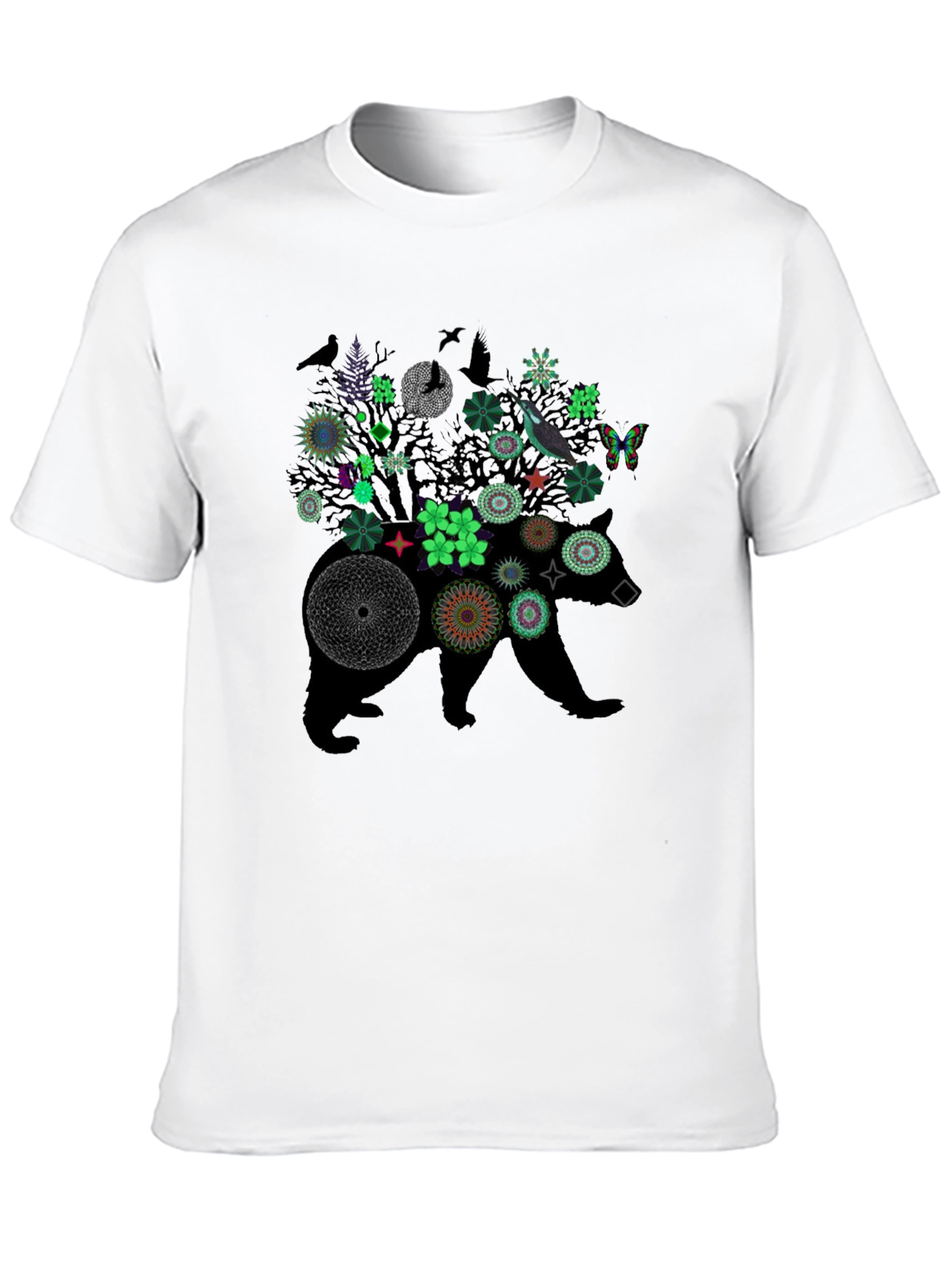 Floral Bear Graphic Tee - Nature Inspired Print