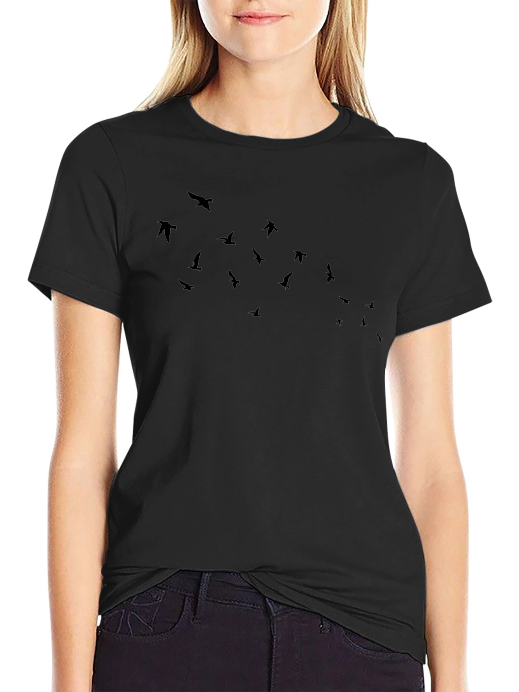 Mens Black Bird Graphic T-Shirt