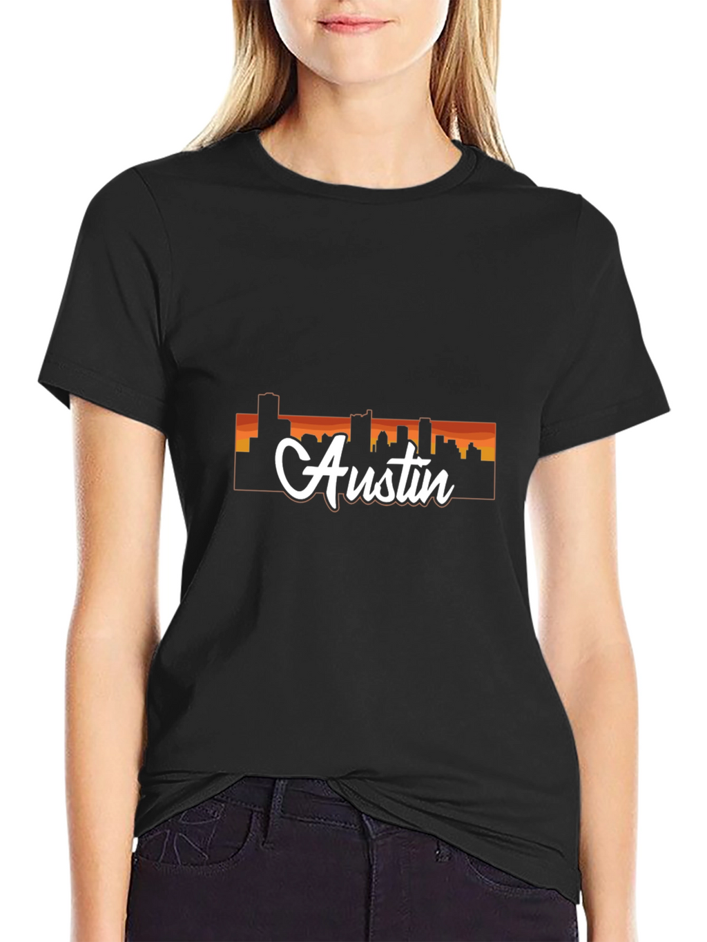 Austin Skyline T-Shirt - Mens Black Graphic Tee
