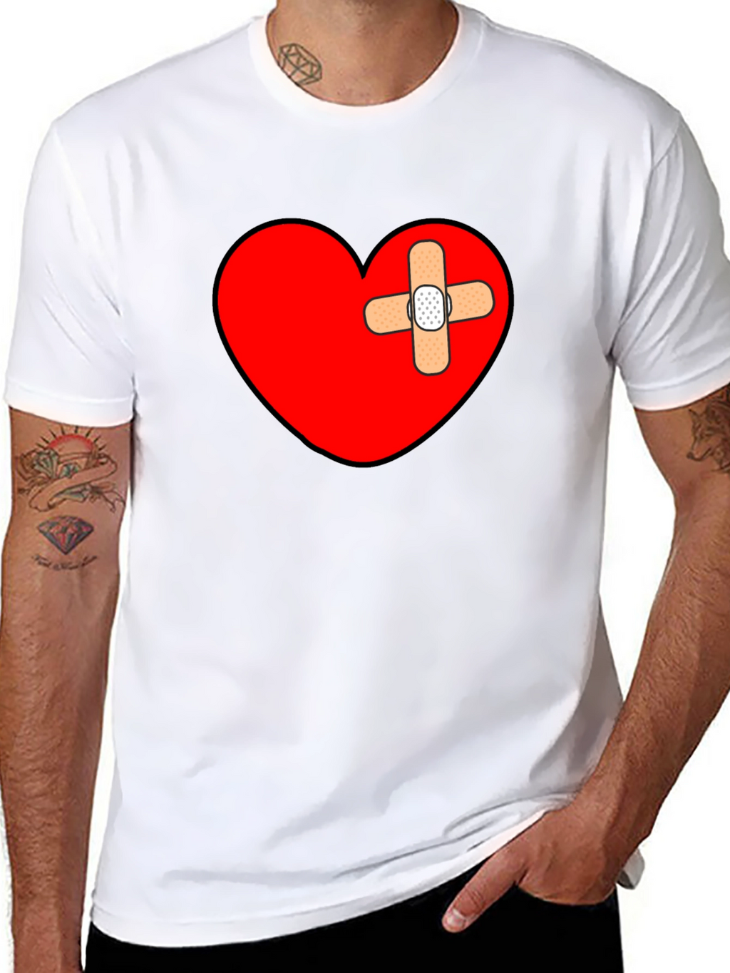 Broken Heart Bandage T-Shirt - Mens Graphic Tee