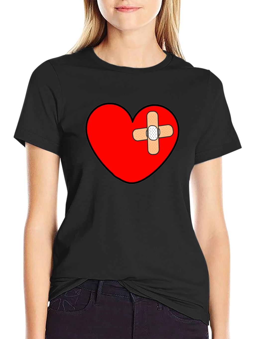 Broken Heart Bandage T-Shirt - Mens Graphic Tee