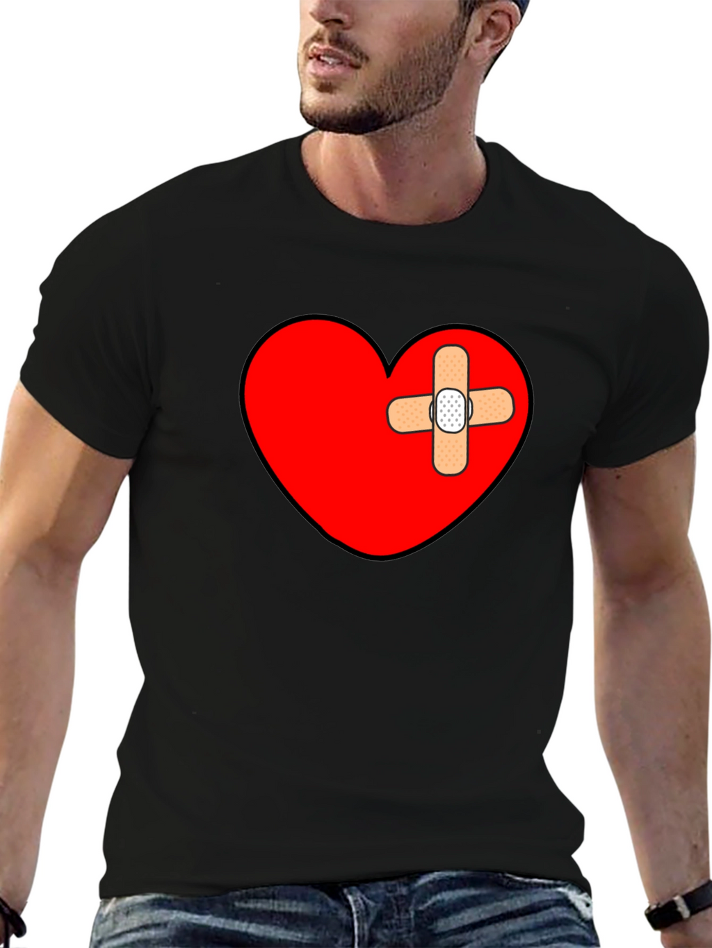 Broken Heart Bandage T-Shirt - Mens Graphic Tee