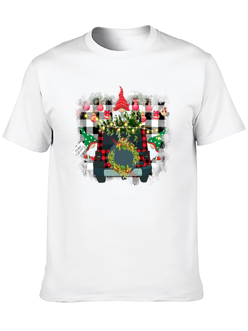 Gnome Christmas Jeep Black T-Shirt