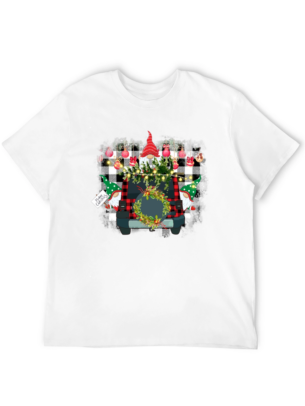 Gnome Christmas Jeep Black T-Shirt