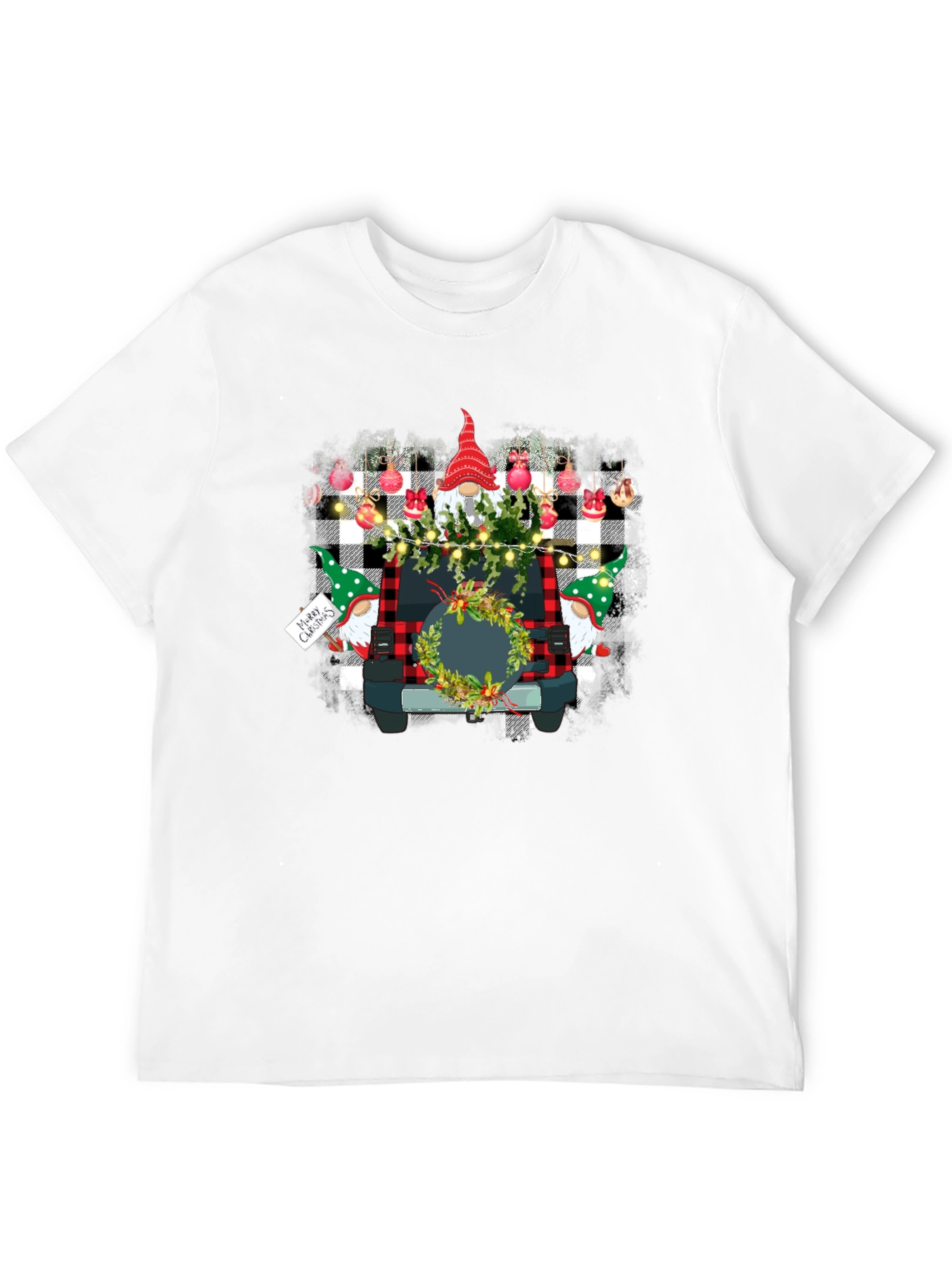 Gnome Christmas Jeep Black T-Shirt