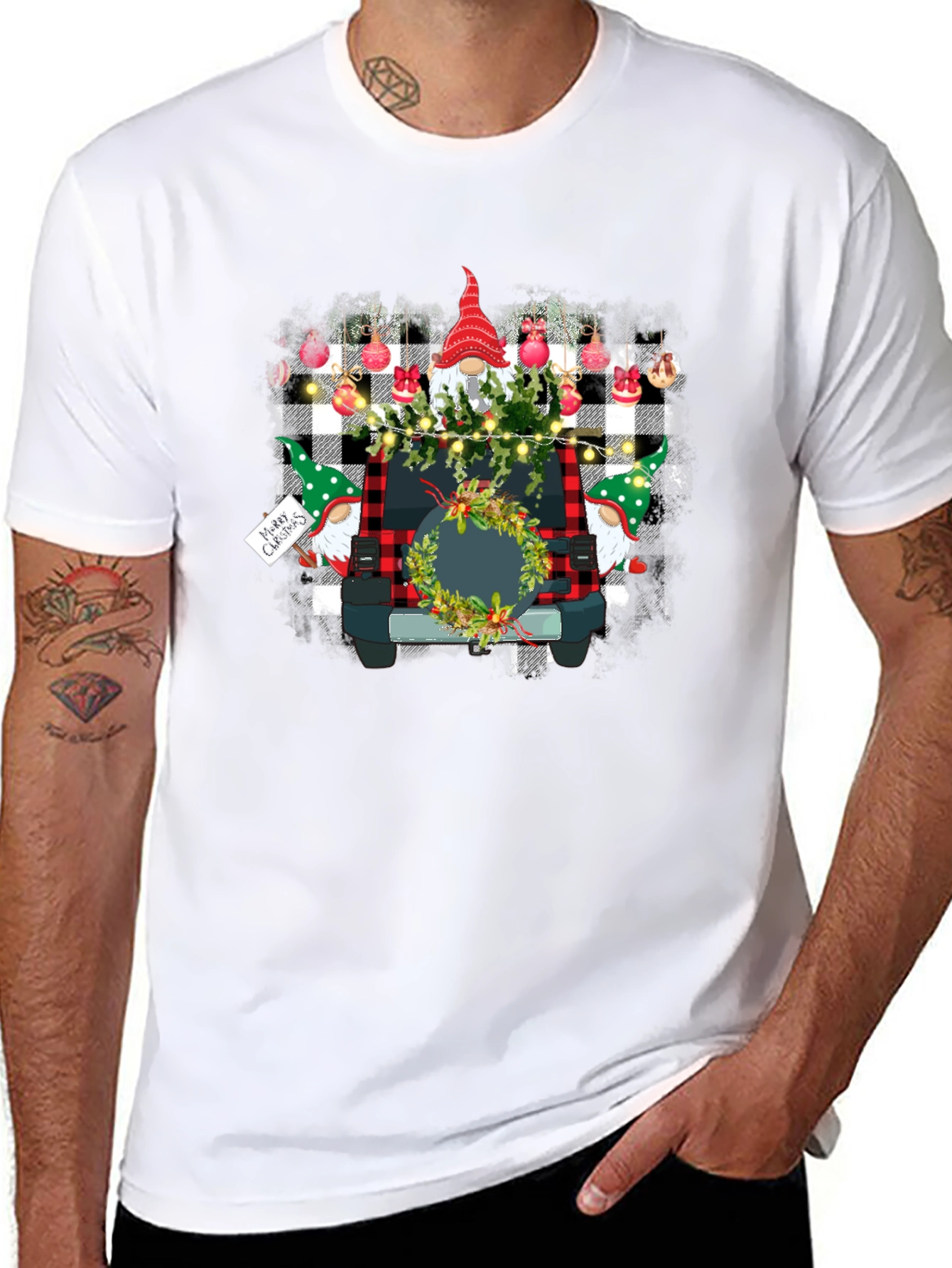 Gnome Christmas Jeep Black T-Shirt