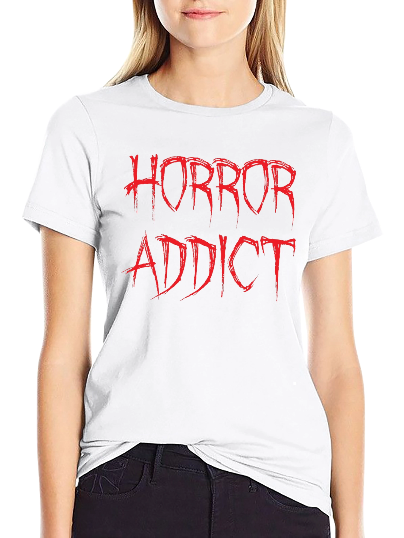 Horror Addict Graphic T-Shirt - Black Crew Neck