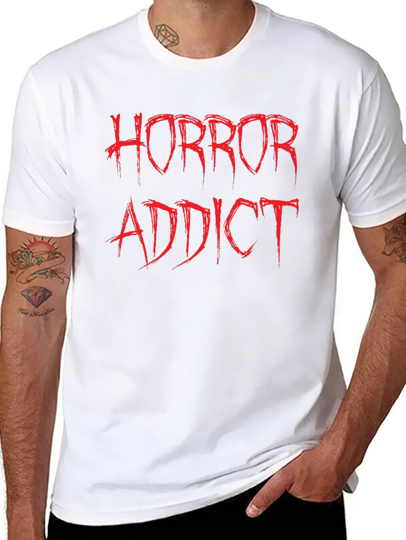 Horror Addict Graphic T-Shirt - Black Crew Neck