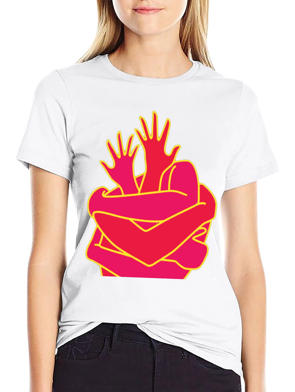 Abstract Hug Graphic Tee - Modern Art Shirt