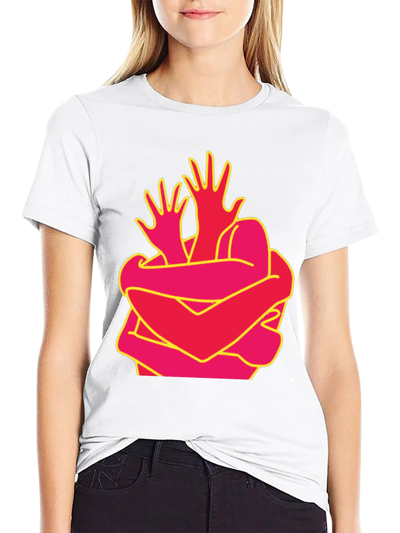 Abstract Hug Graphic Tee - Modern Art Shirt
