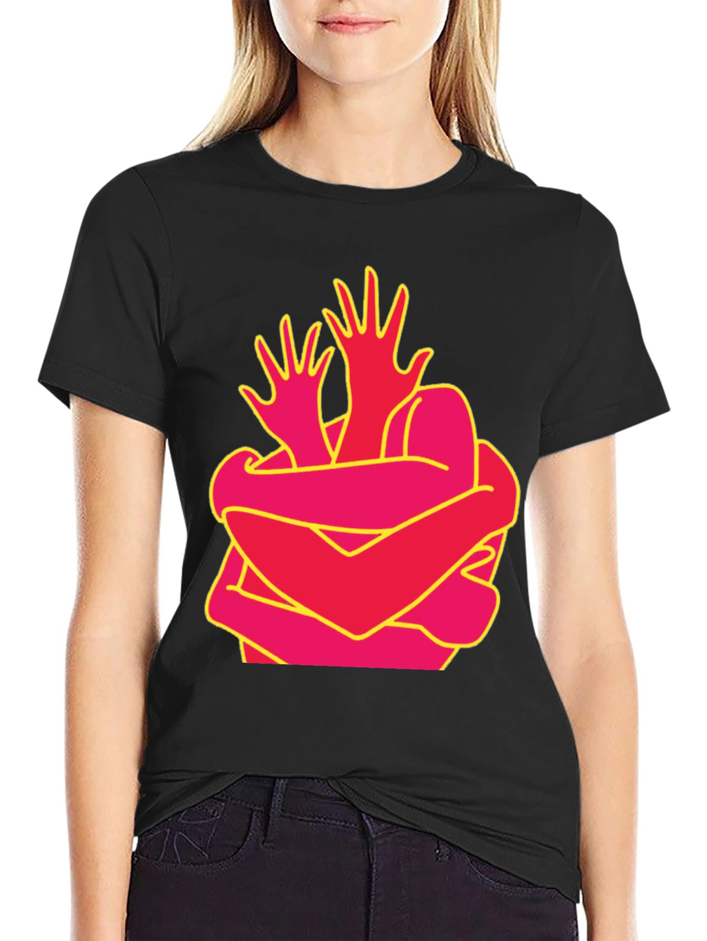 Abstract Hug Graphic Tee - Modern Art Shirt