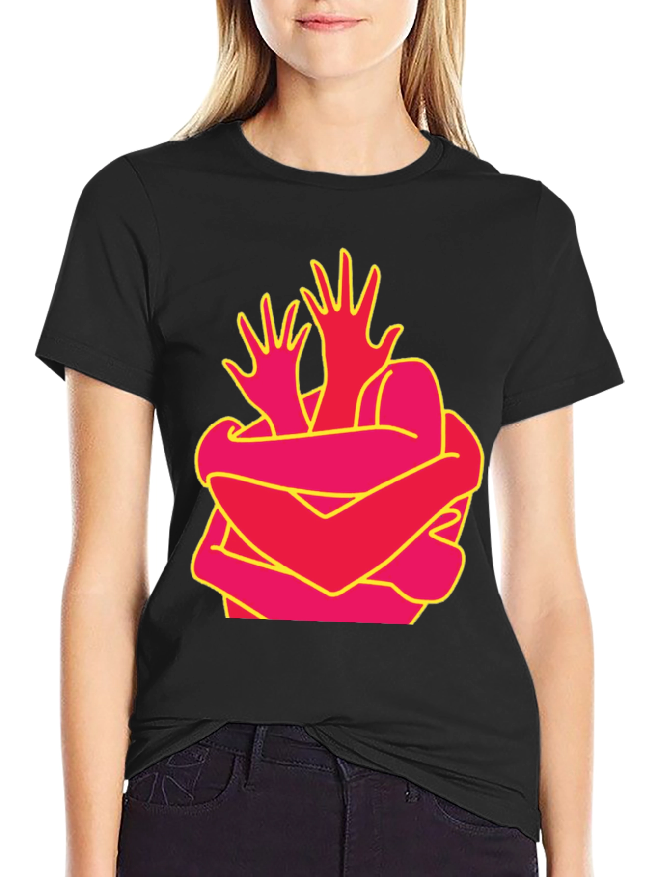 Abstract Hug Graphic Tee - Modern Art Shirt