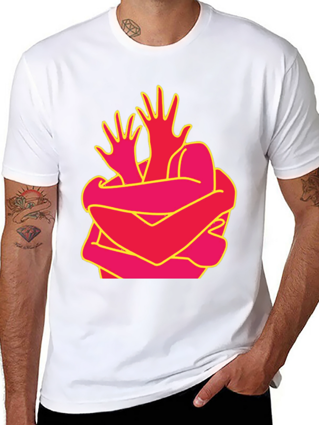 Abstract Hug Graphic Tee - Modern Art Shirt