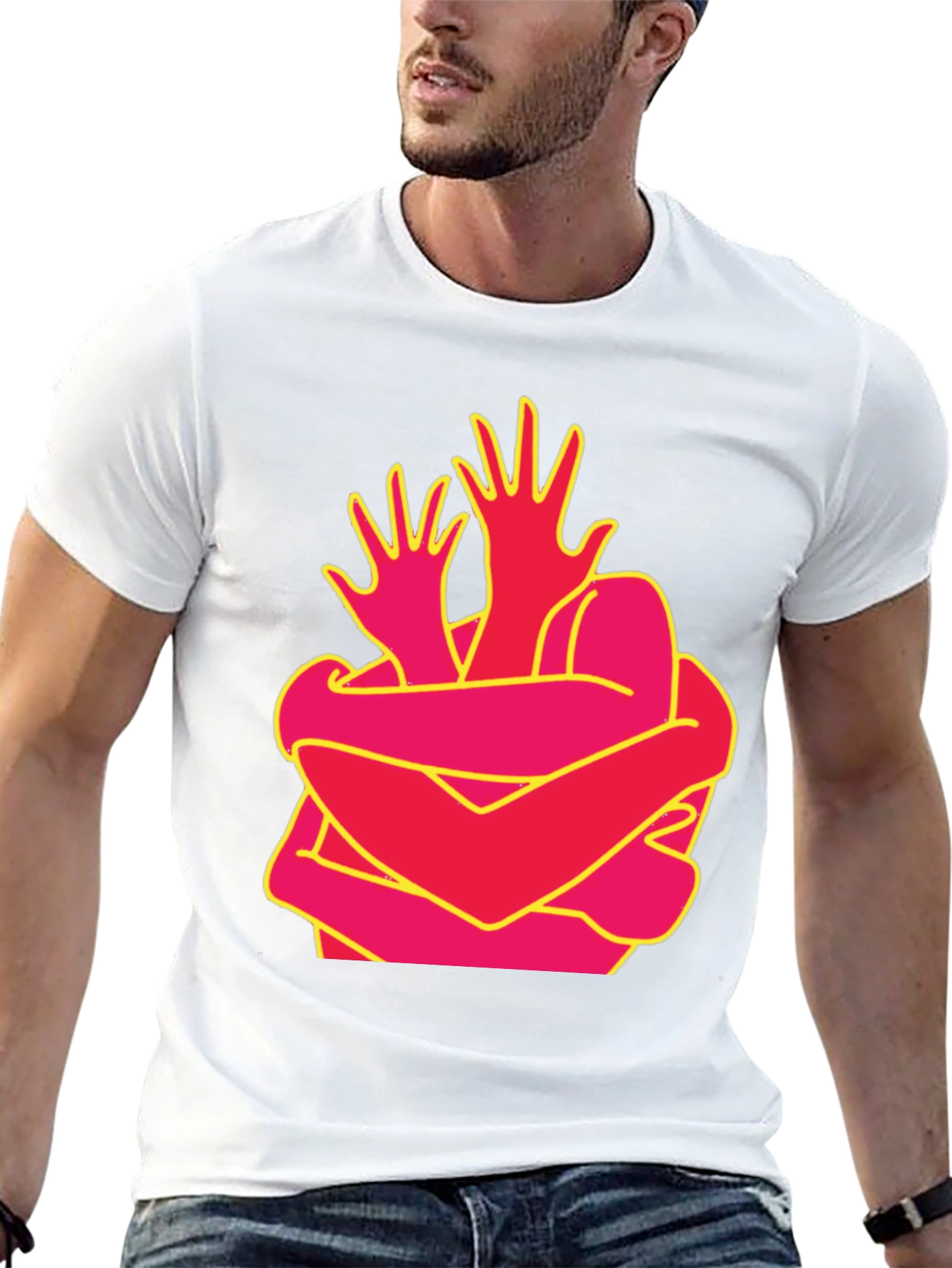 Abstract Hug Graphic Tee - Modern Art Shirt