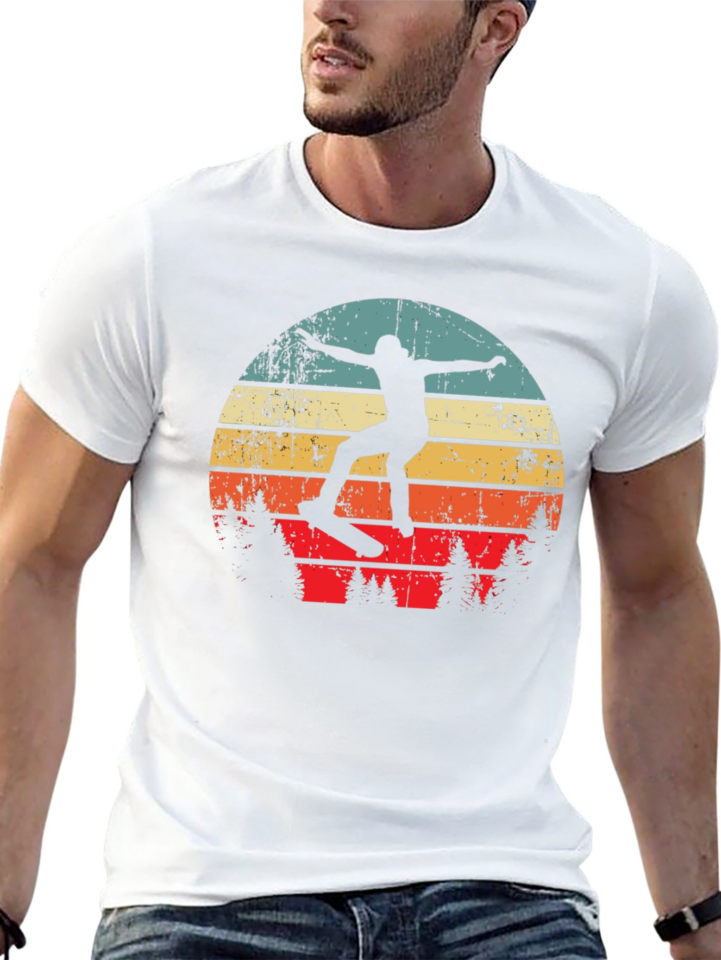 Retro Skateboarder Sunset Graphic Tee