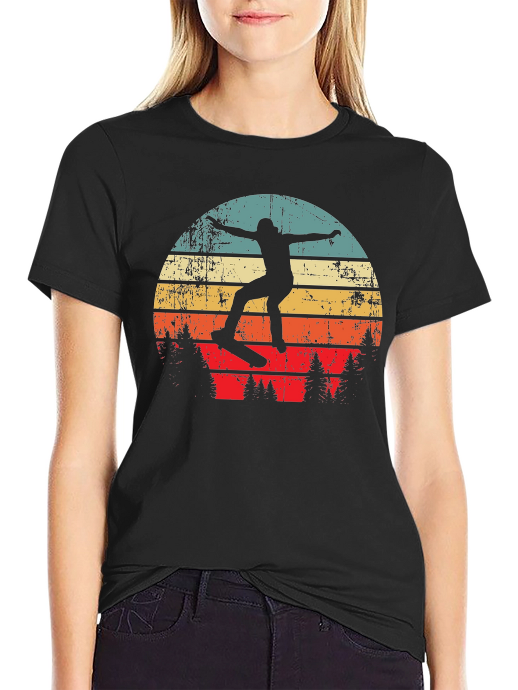 Retro Skateboarder Sunset Graphic Tee