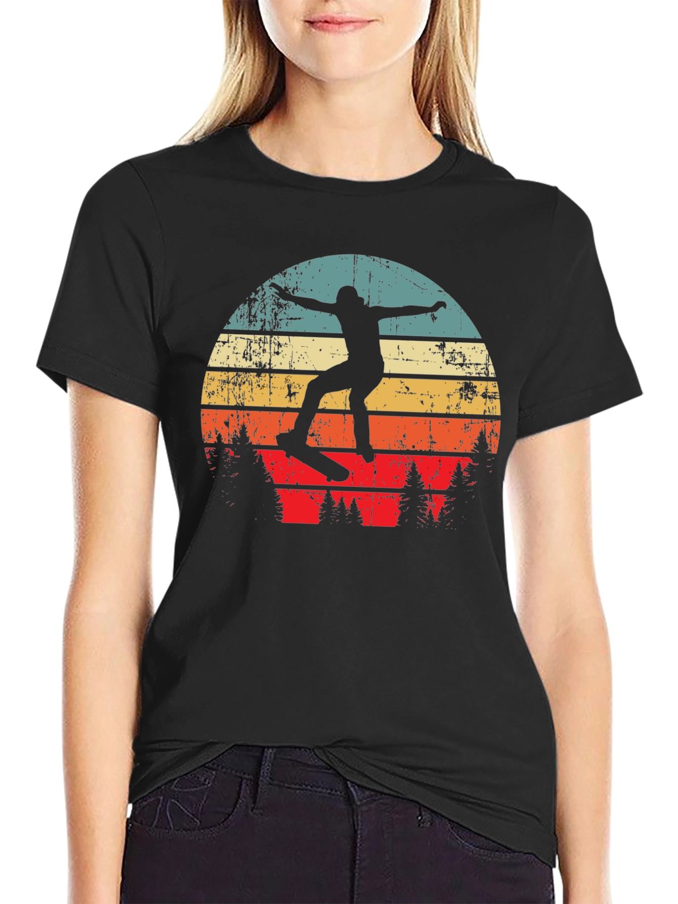 Retro Skateboarder Sunset Graphic Tee