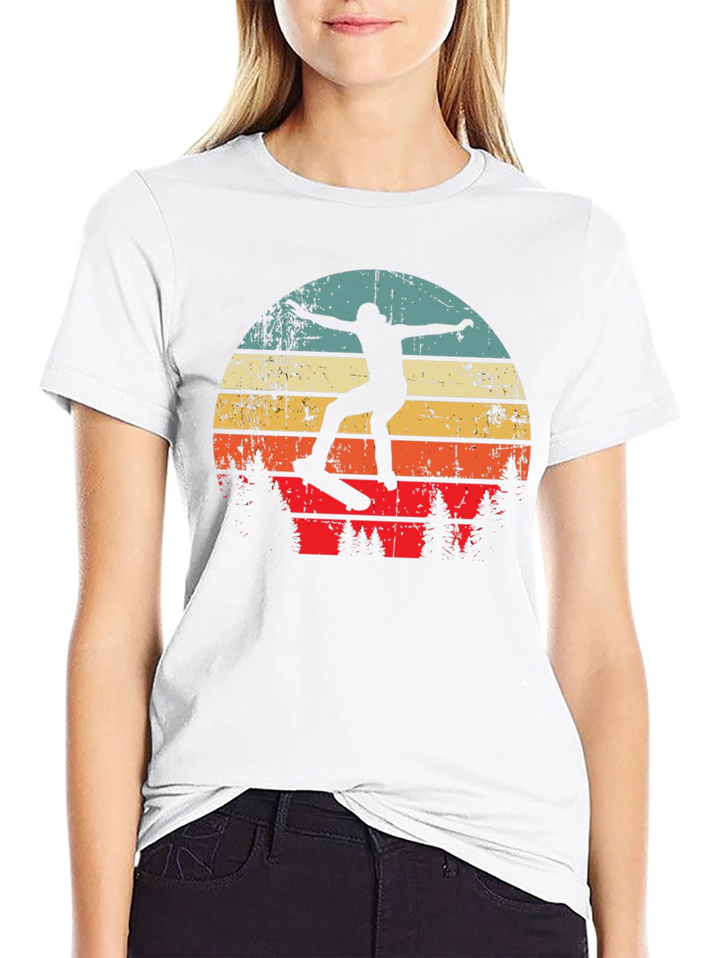 Retro Skateboarder Sunset Graphic Tee