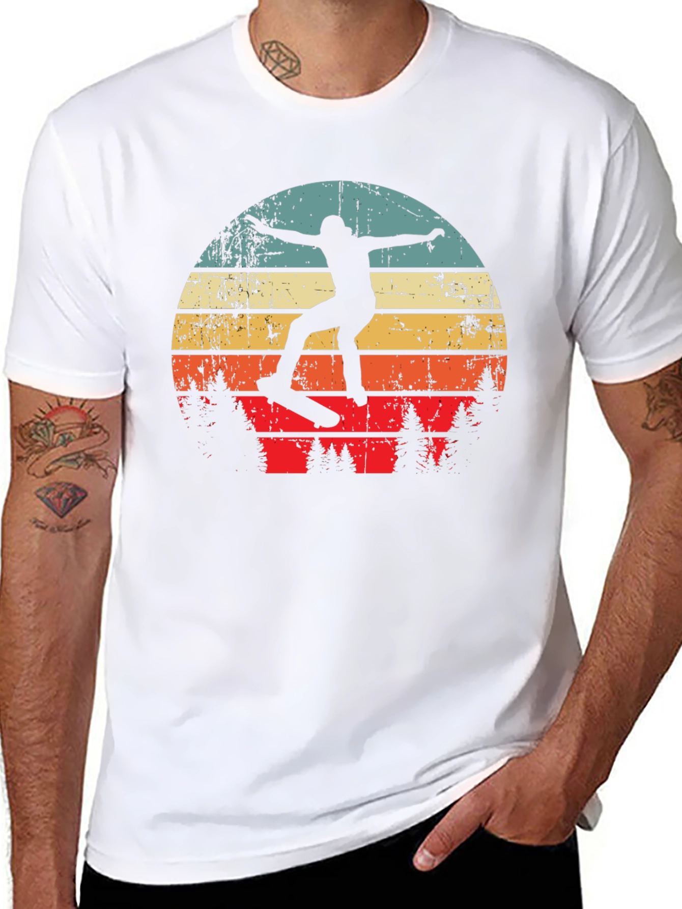 Retro Skateboarder Sunset Graphic Tee