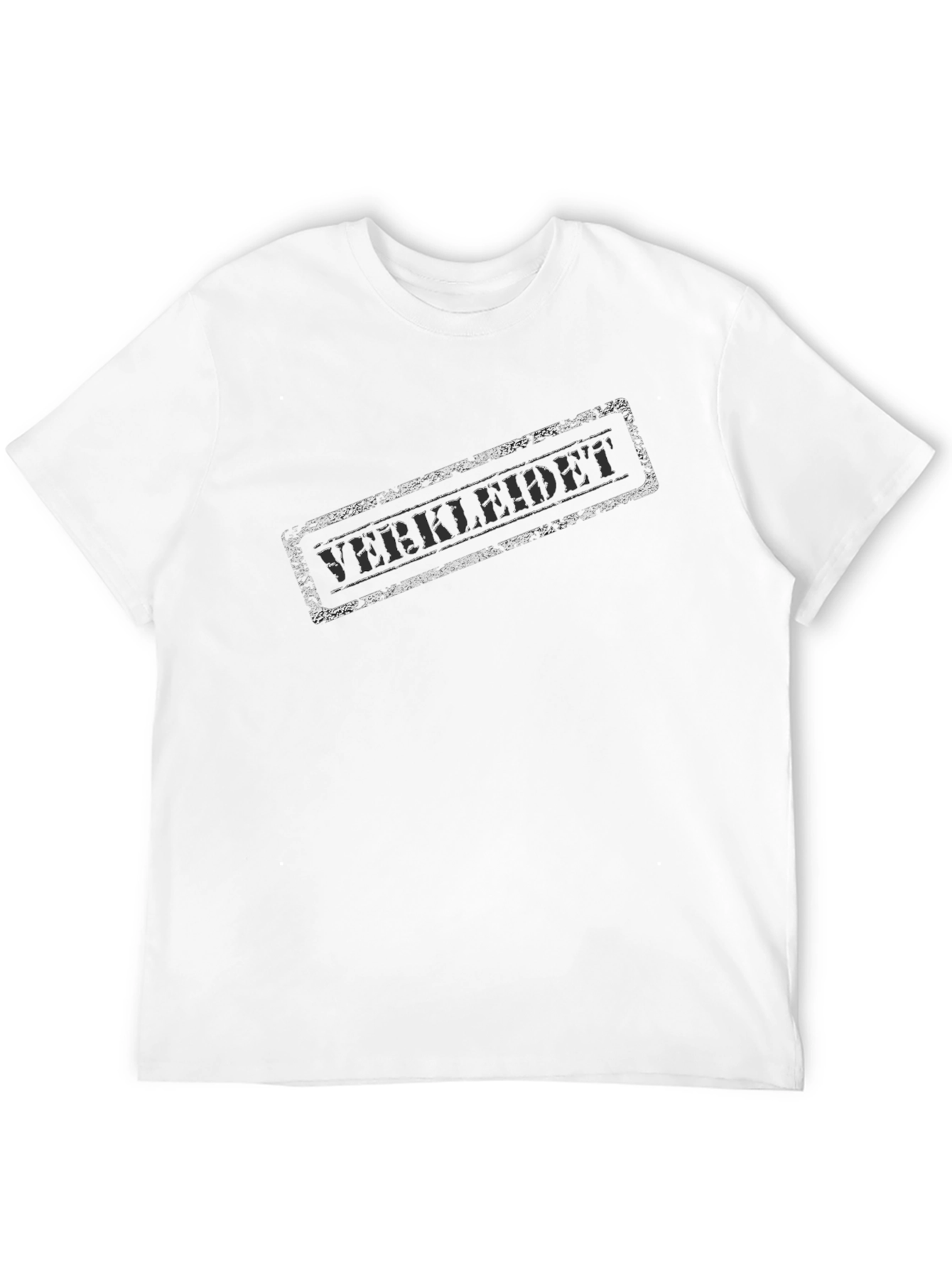 Black T-Shirt with Distressed Stamp Graphic