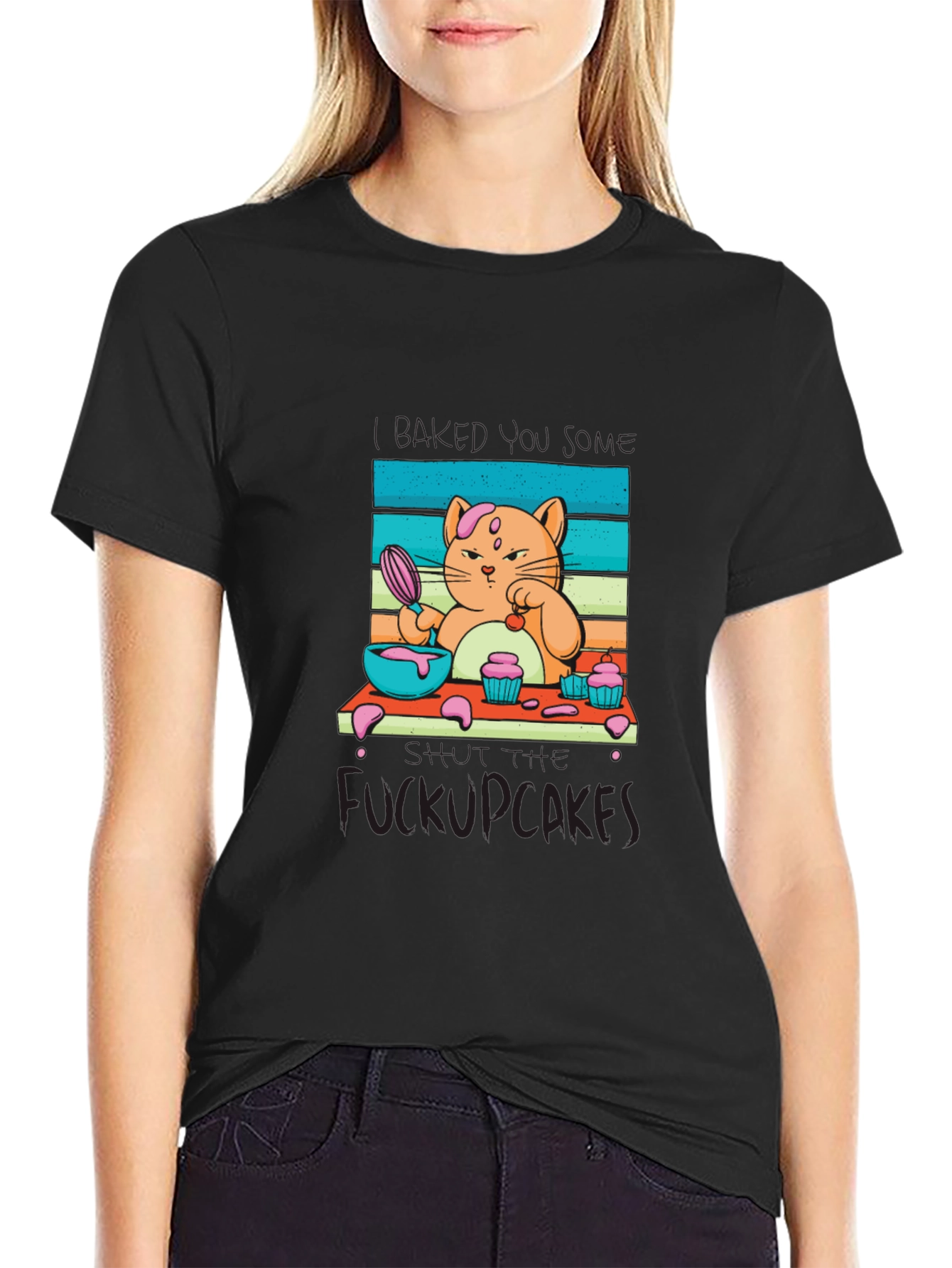 Funny F*ckupcakes Graphic Tee - Cat Baking Design
