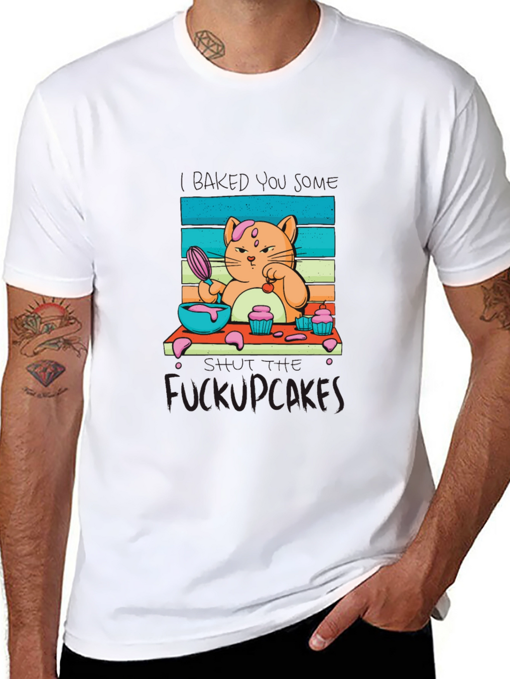 Funny F*ckupcakes Graphic Tee - Cat Baking Design