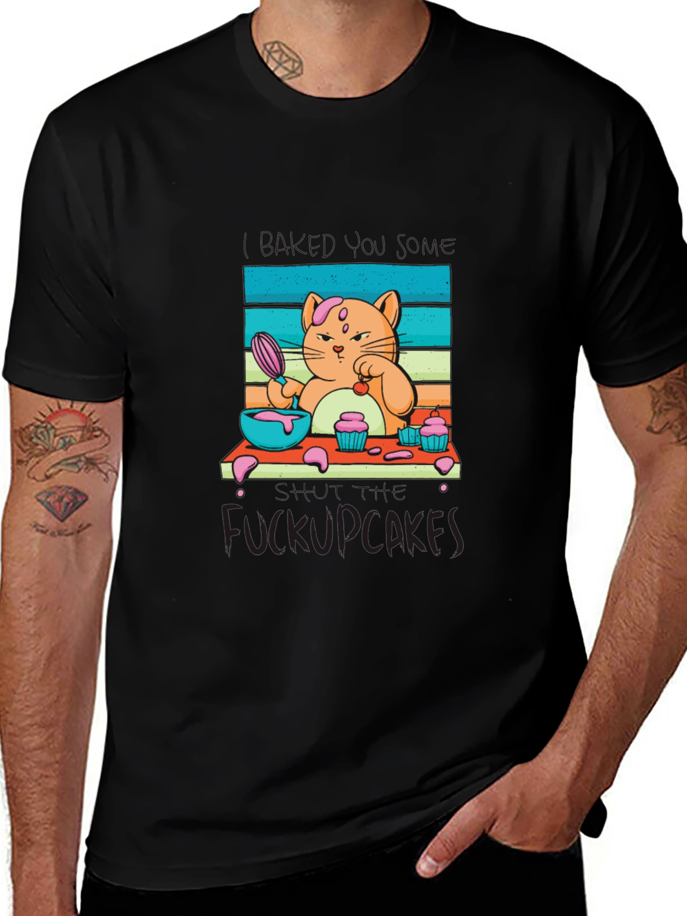 Funny F*ckupcakes Graphic Tee - Cat Baking Design