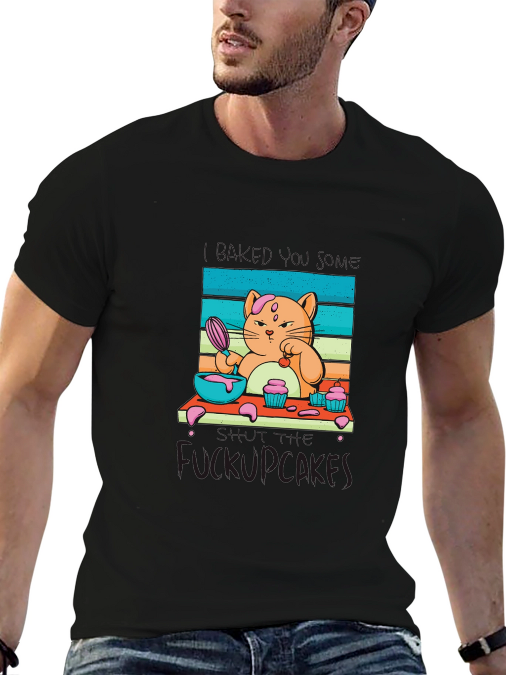 Funny F*ckupcakes Graphic Tee - Cat Baking Design