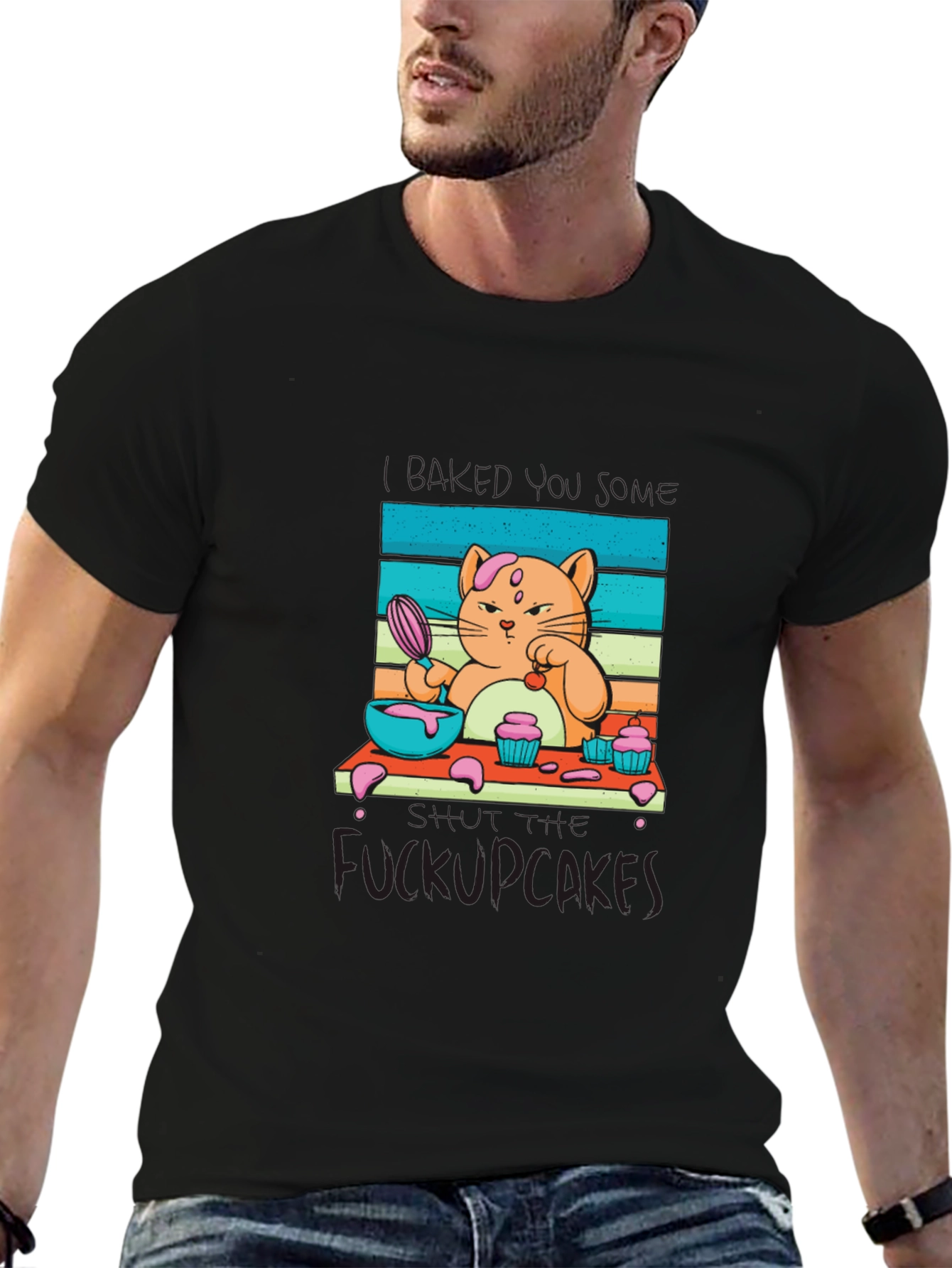 Funny F*ckupcakes Graphic Tee - Cat Baking Design