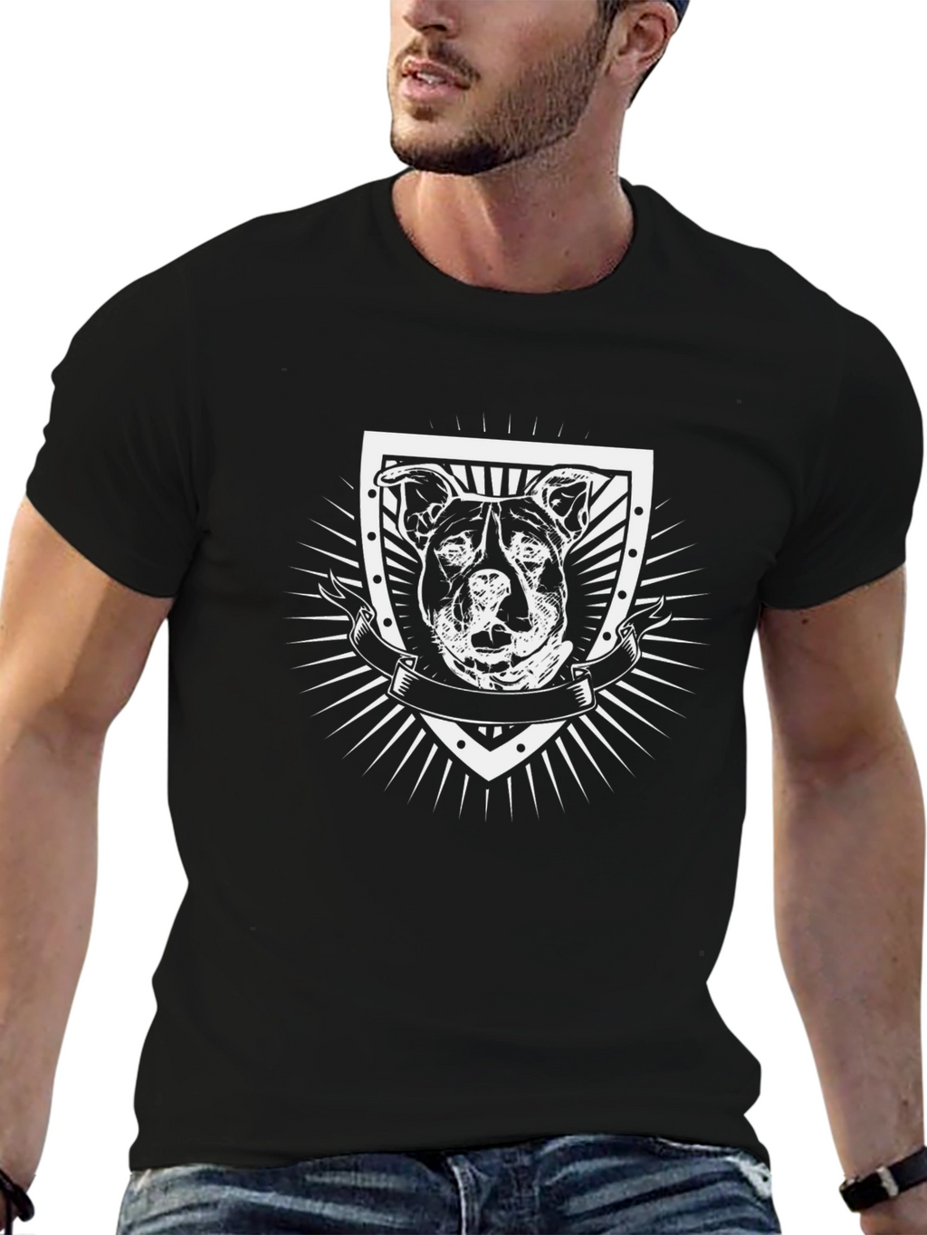 Dog Graphic Tee - Black Cotton Blend