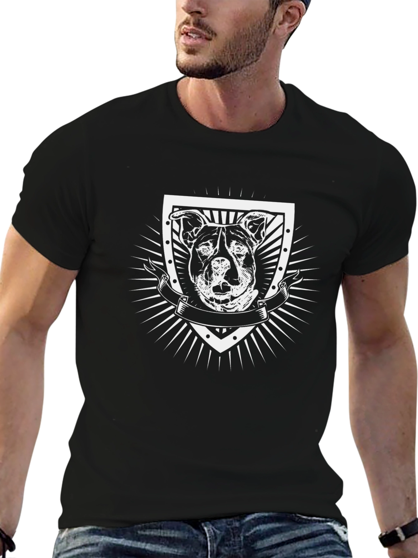 Dog Graphic Tee - Black Cotton Blend