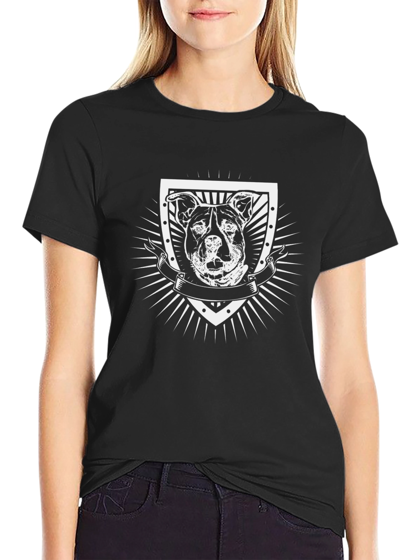 Dog Graphic Tee - Black Cotton Blend