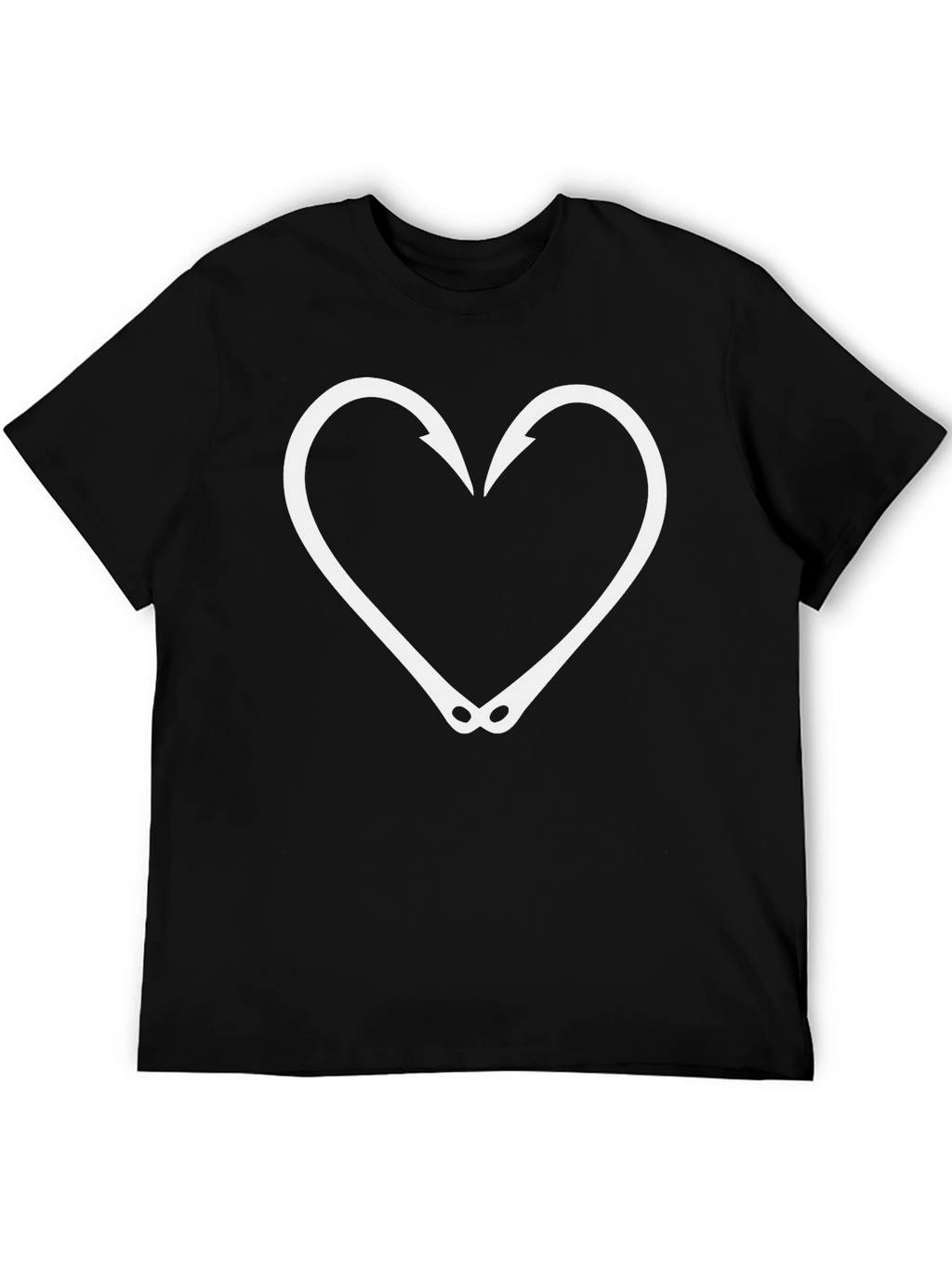 Fishing Hook Heart Graphic Tee - Black