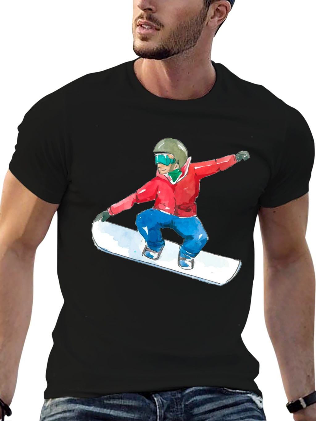 Snowboarder Graphic Black T-Shirt