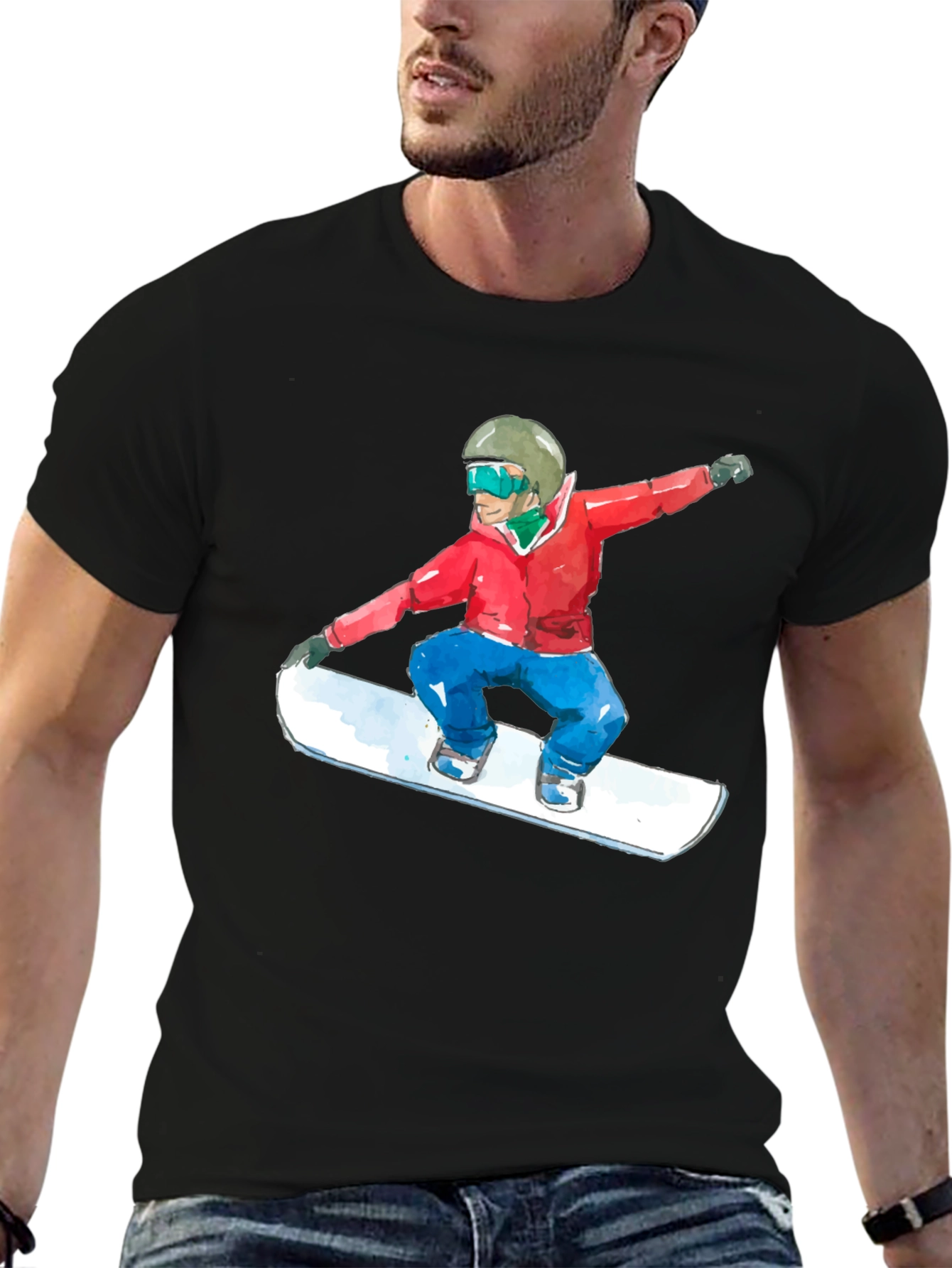Snowboarder Graphic Black T-Shirt
