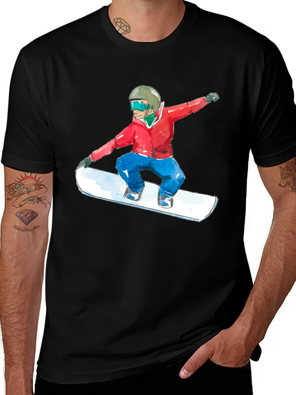 Snowboarder Graphic Black T-Shirt