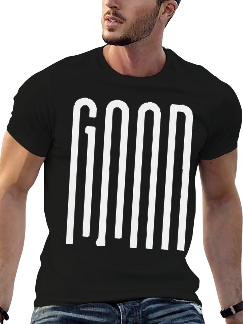 GOOD Graphic Print Mens Black T-Shirt