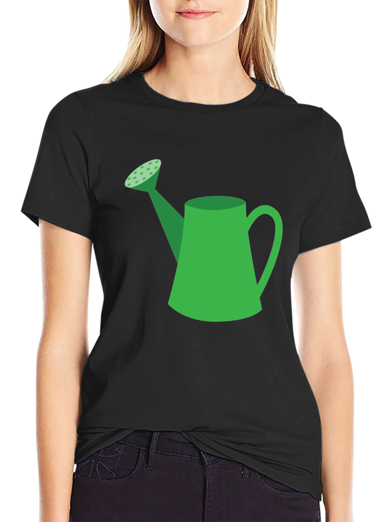 Green Watering Can Graphic Tee - Black T-Shirt