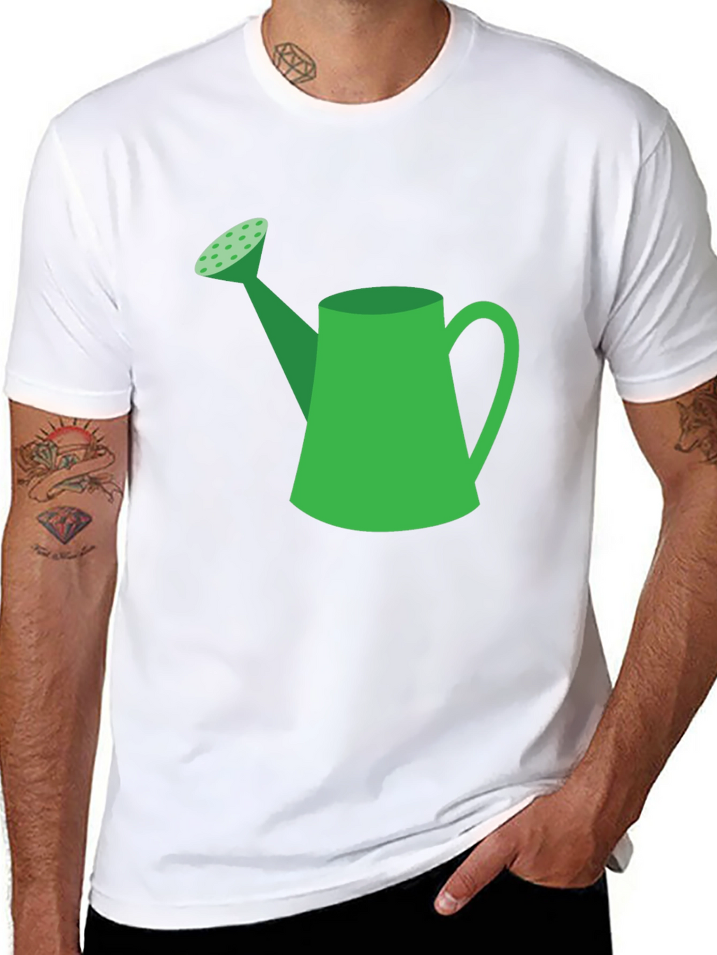 Green Watering Can Graphic Tee - Black T-Shirt
