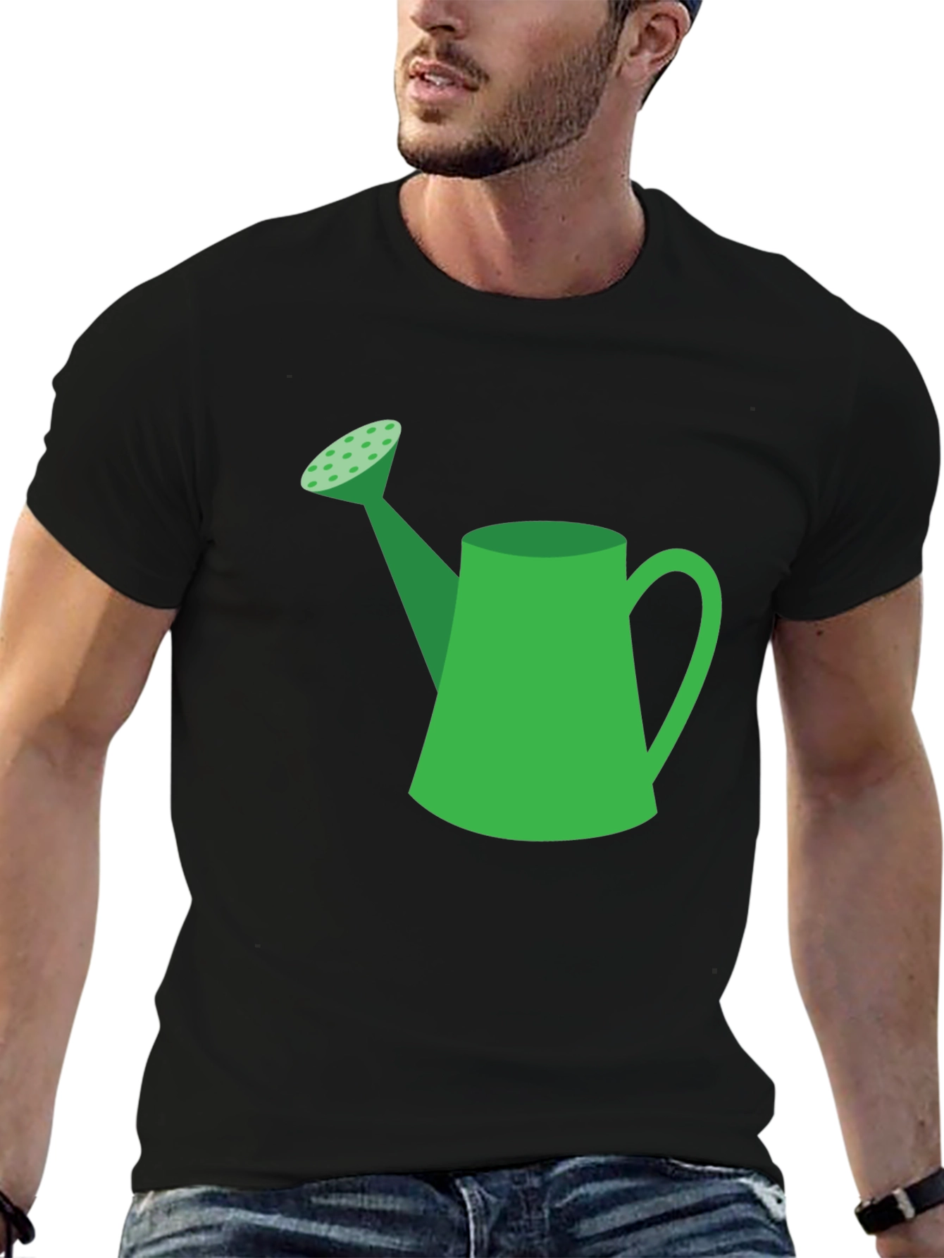 Green Watering Can Graphic Tee - Black T-Shirt