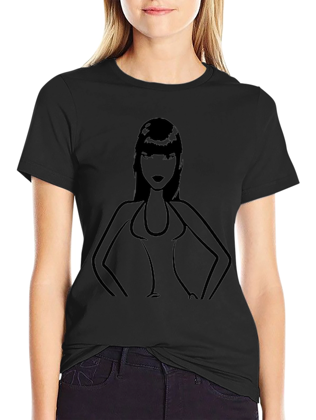 Silhouette Woman Graphic T-Shirt - Black