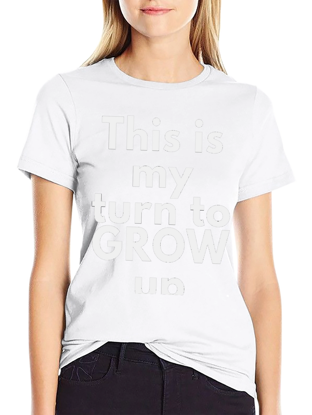 Grow Up Slogan Tee - Black Cotton T-Shirt