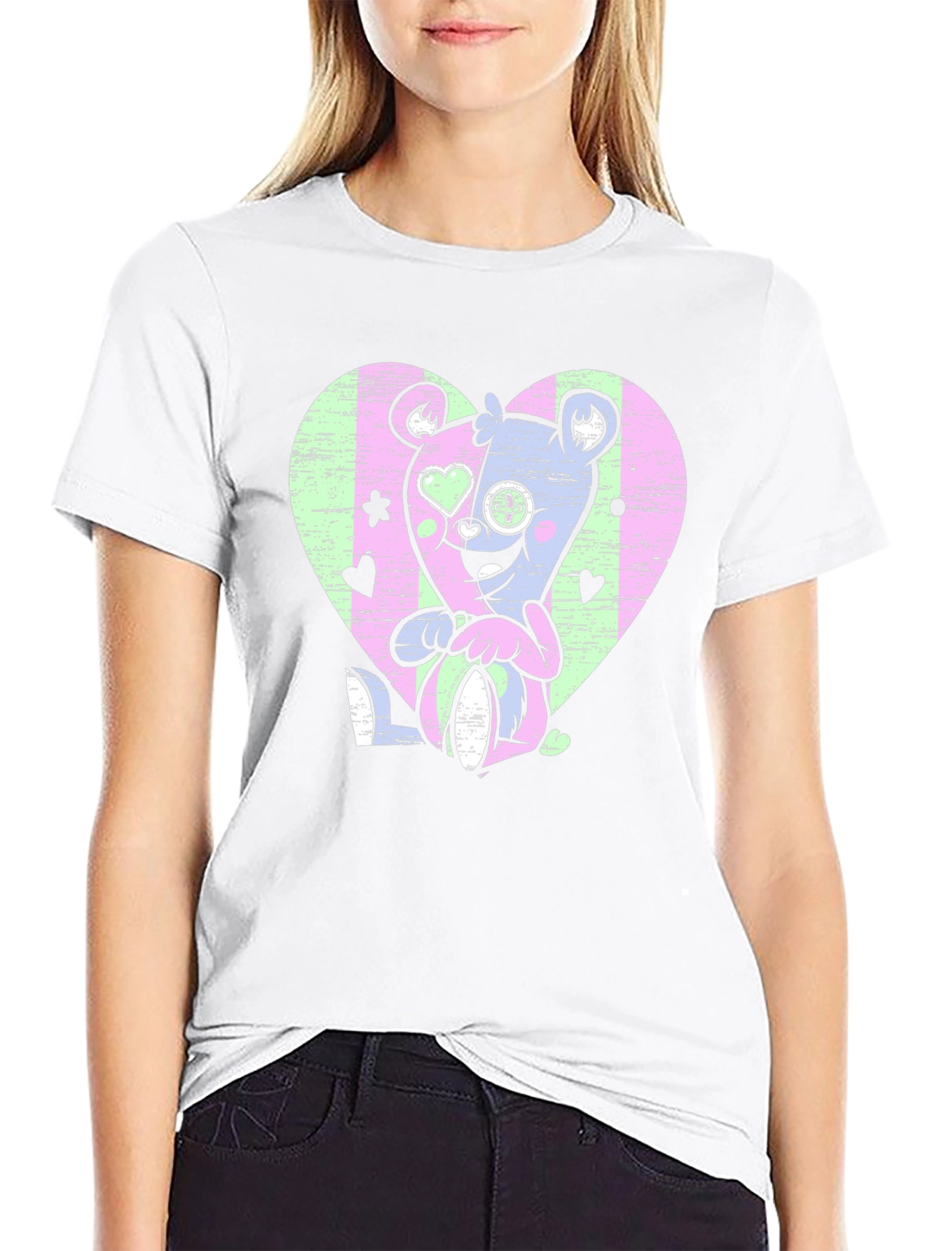 Gothic Teddy Bear Heart T-Shirt