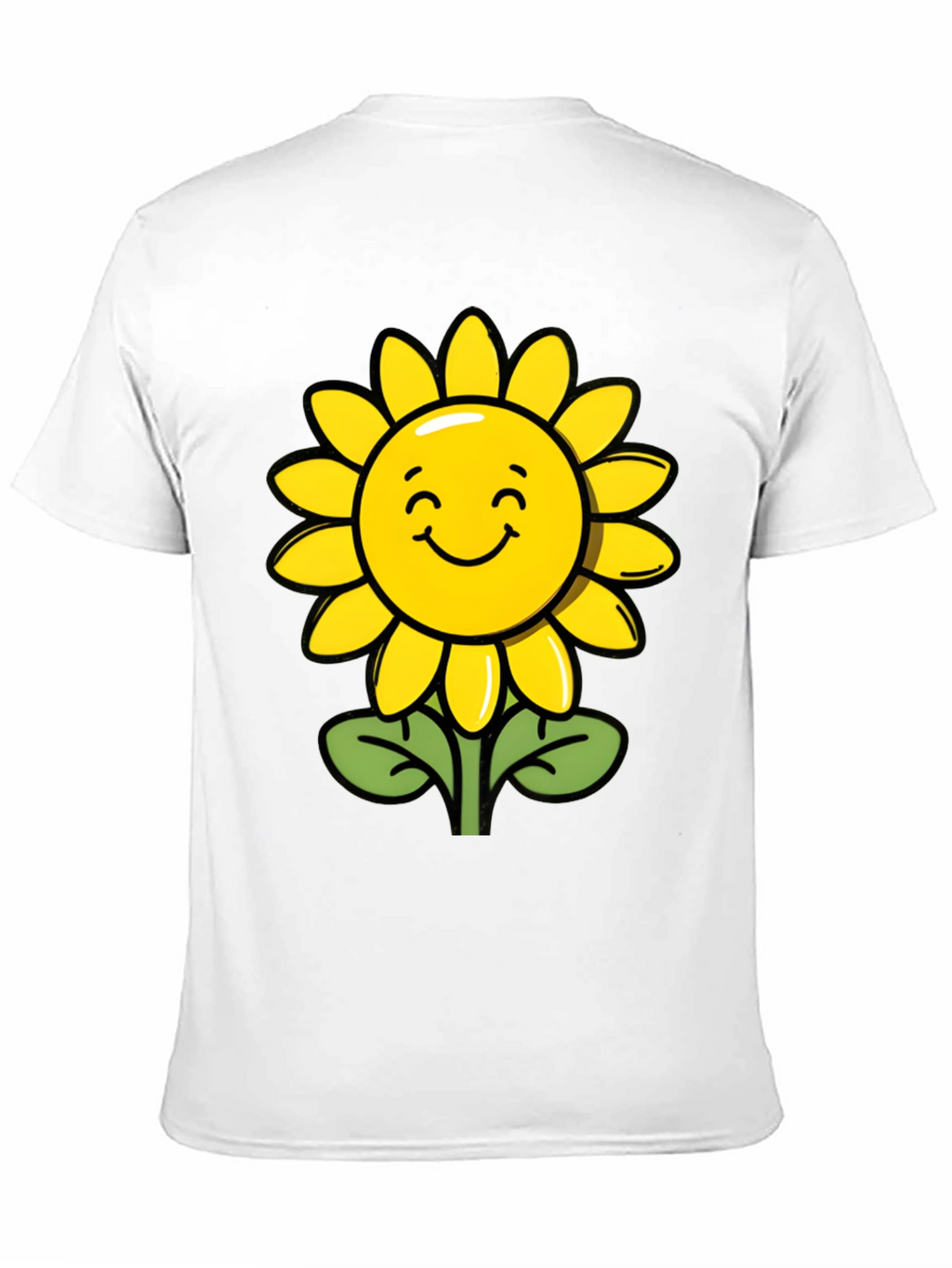Happy Sunflower Graphic Tee - Black Cotton T-Shirt