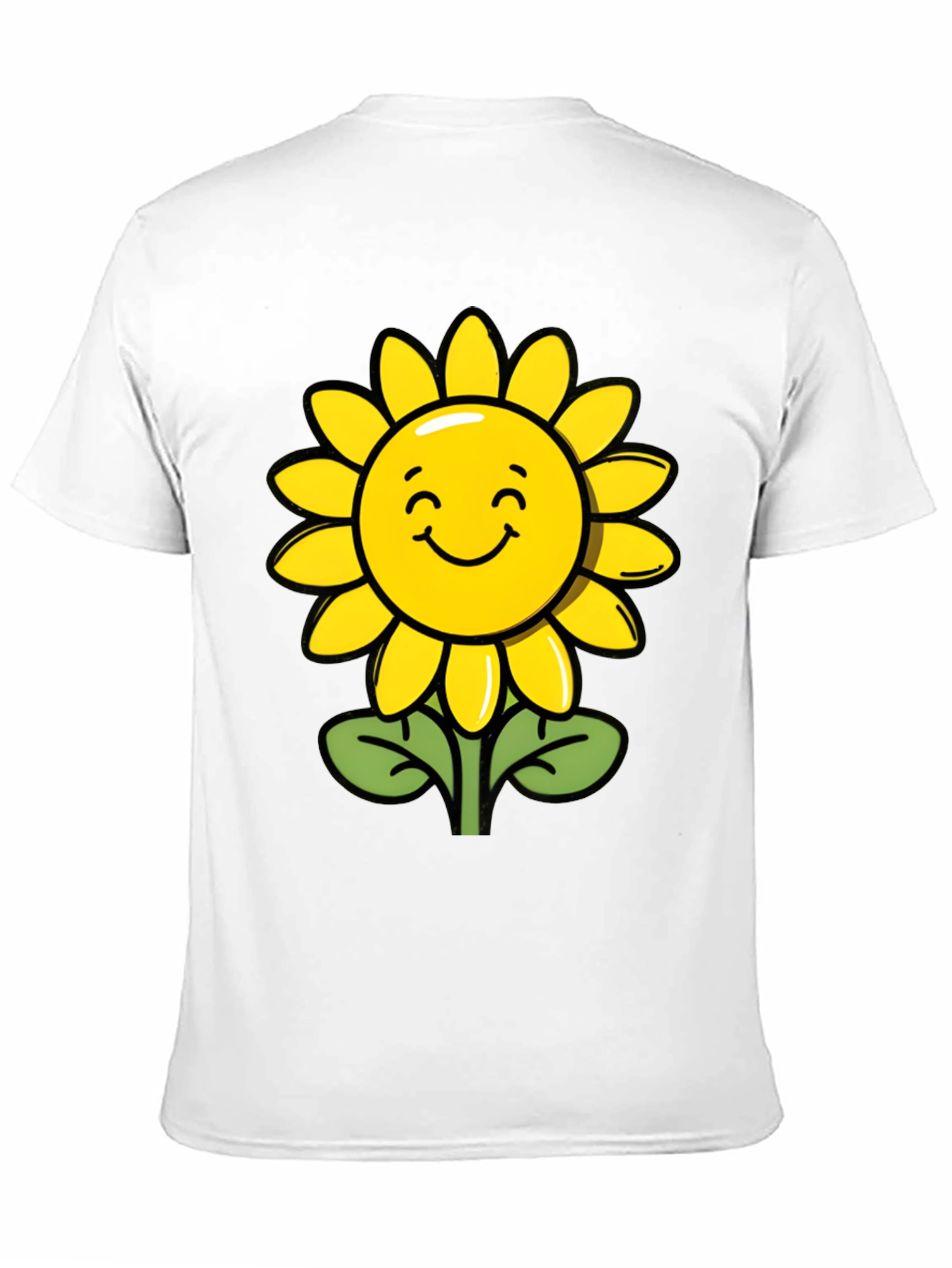 Happy Sunflower Graphic Tee - Black Cotton T-Shirt