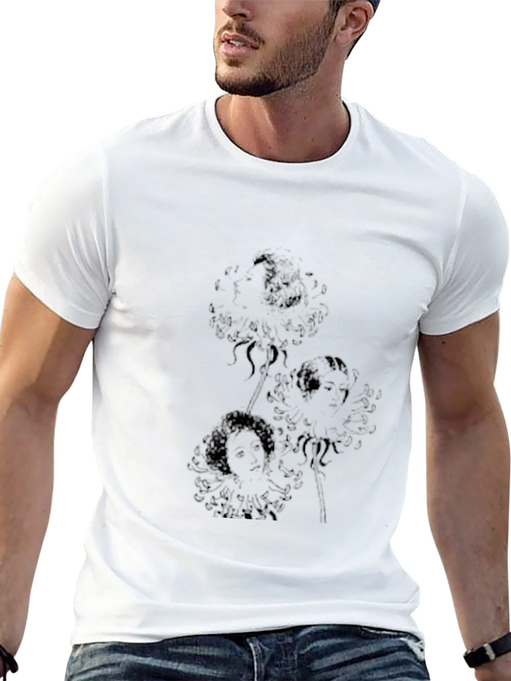 Stylish Black Graphic Print Crew Neck T-Shirt